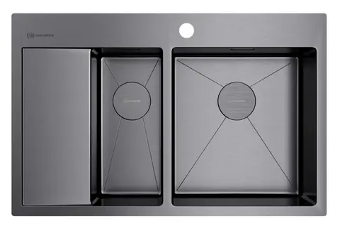 Кухонная мойка Omoikiri Akisame 78-2-GM-R (4973102) вороненая сталь