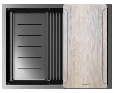 Кухонная мойка Paulmark Next-multi sink 58 UNI (580*450) Вороненая сталь GM